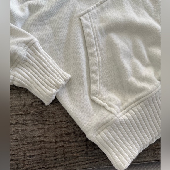 Aerie hoodie sweatshirt v neck with knit trim size XS oversized *white ivory* - Picture 4 of 5
